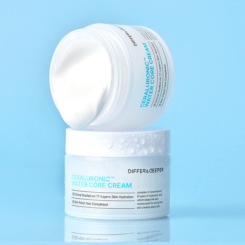 DIFFER & DEEPER Ceraluronic™ Water Core Cream 50g Intense Hydration Ceramide Glow Moisturizer for Glass Skin _ Made in Korea